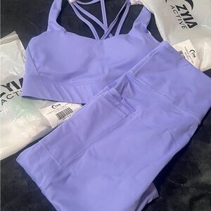 Zyia Active Women's Purple Sports Bra and Leggings Set